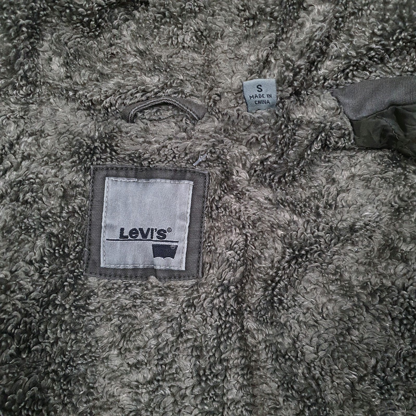 Womens Green Levis Sherpa Lined Longline  Coat