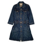Womens Blue Rope Picnic Trucker Long Sleeve Dress