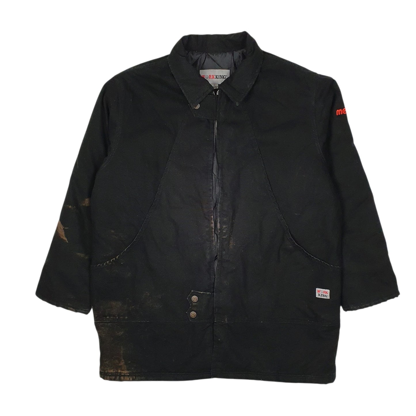 Mens Black Work King Padded Hoodie Coat