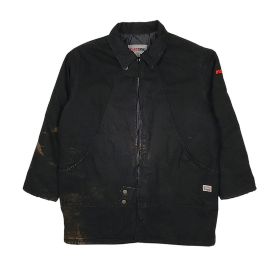 Mens Black Work King Padded Hoodie Coat
