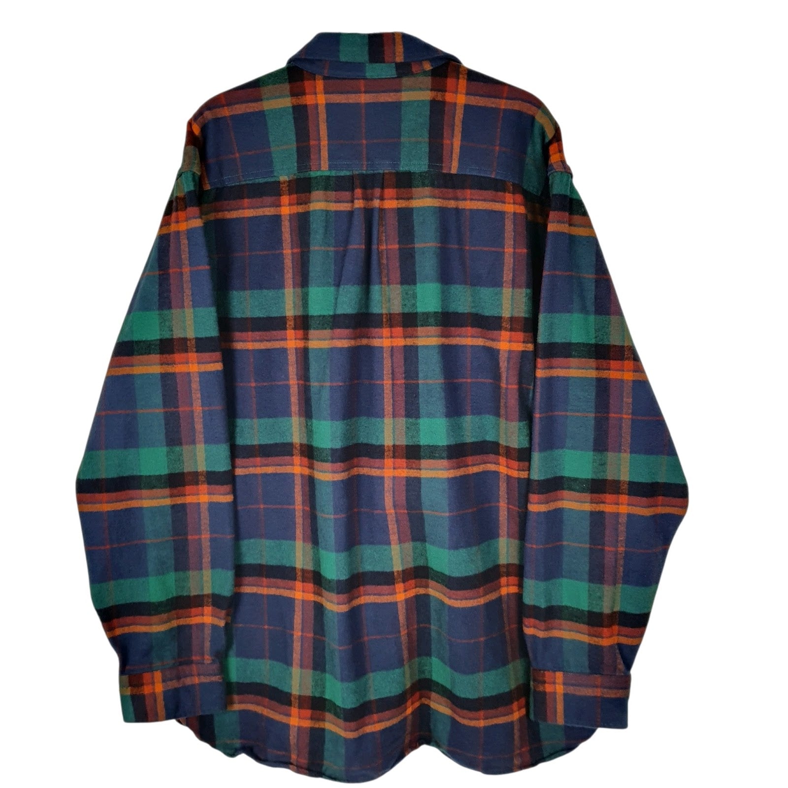 Mens Navy L.L.Bean Chamois Plaid Heavyweight  Shirt