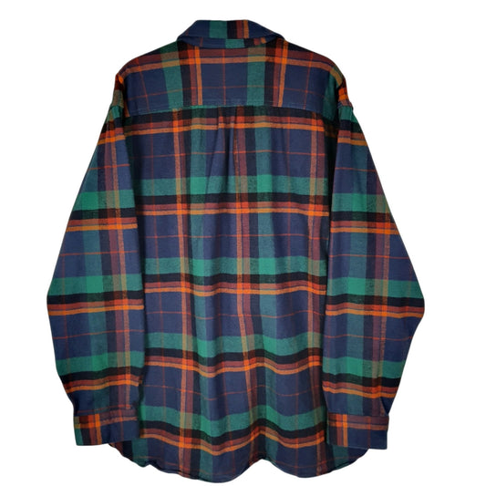 Mens Navy L.L.Bean Chamois Plaid Heavyweight  Shirt
