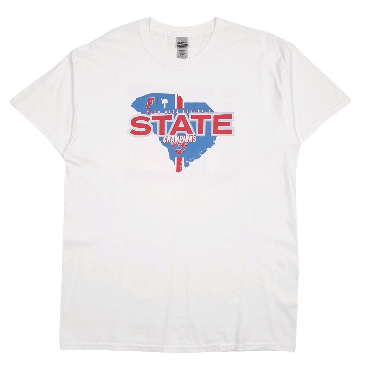 Mens White Gildan State Champions Short Sleeve T Shirt