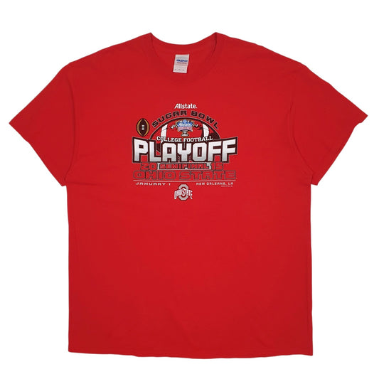 Mens Red Gildan Ohio State Sugar Bowl 2015 Short Sleeve T Shirt