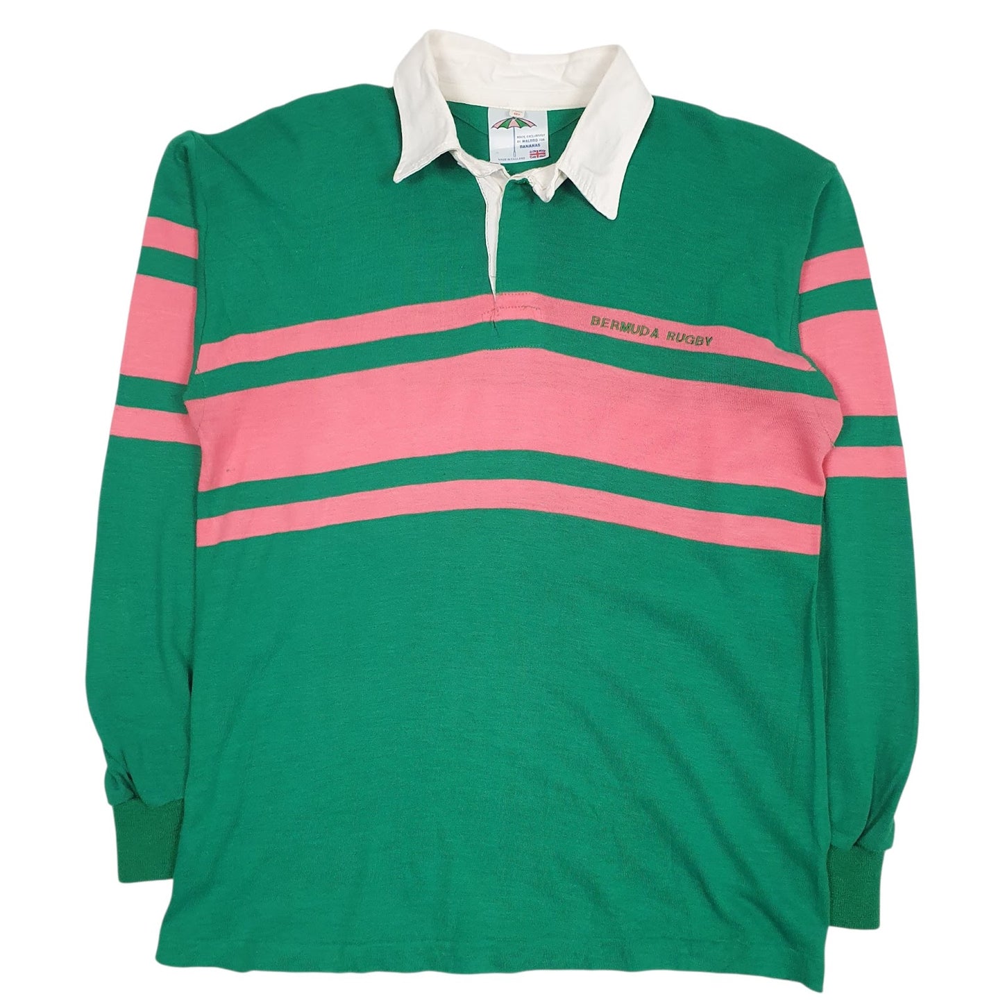 Mens Green Bananas Rugby Vintage Bermuda Rugby Long Sleeve Polo Shirt