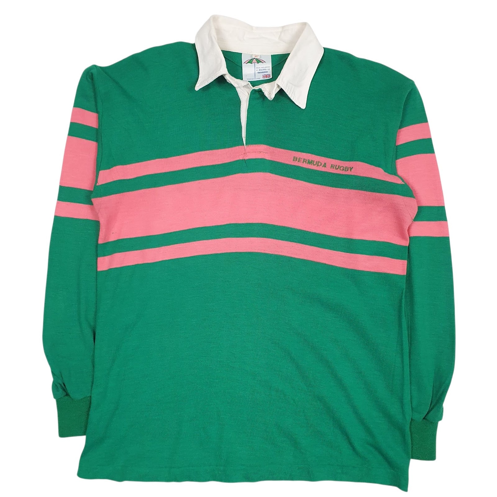 Mens Green Bananas Rugby Vintage Bermuda Rugby Long Sleeve Polo Shirt