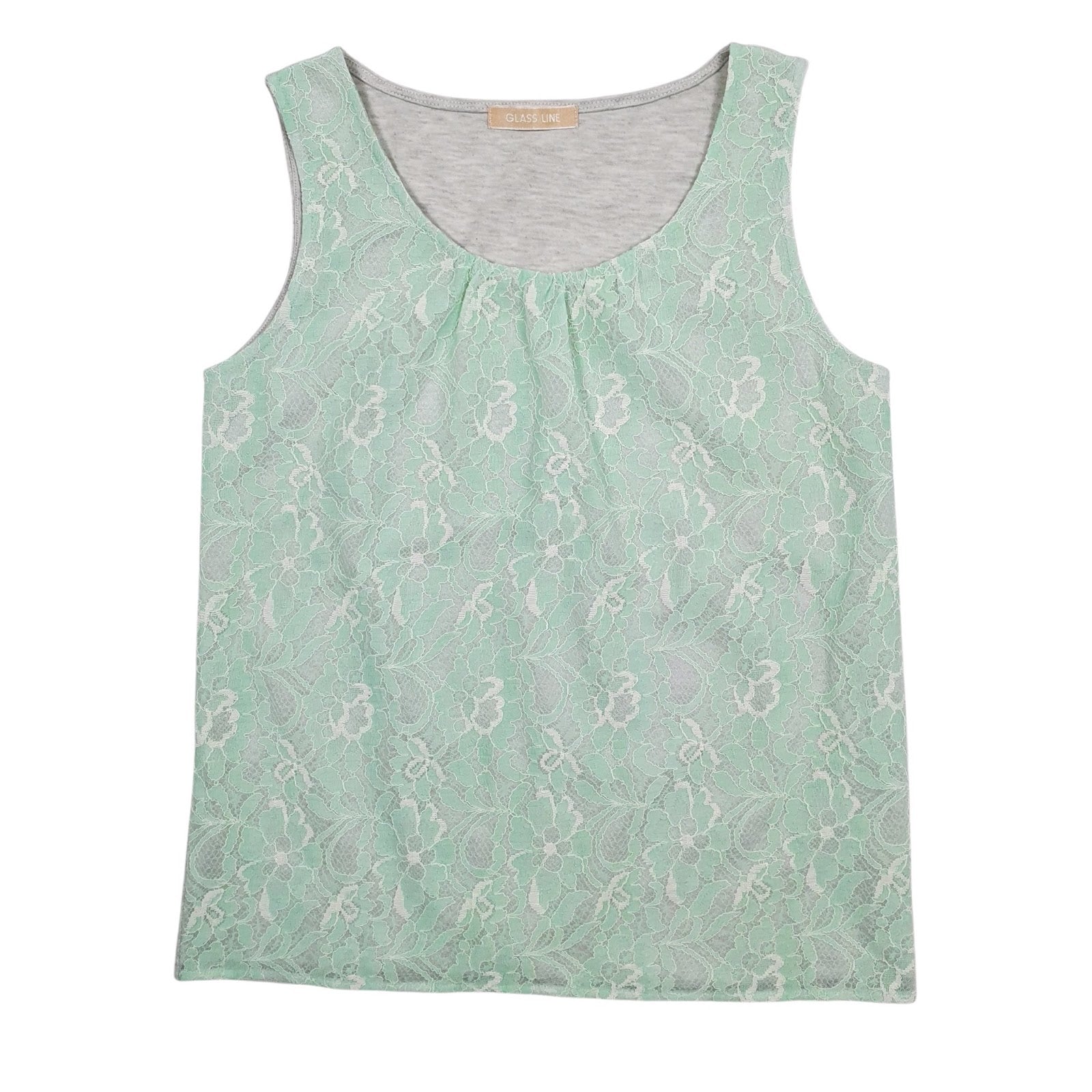 Womens Green Glass Line Blouse Sleeveless T Shirt