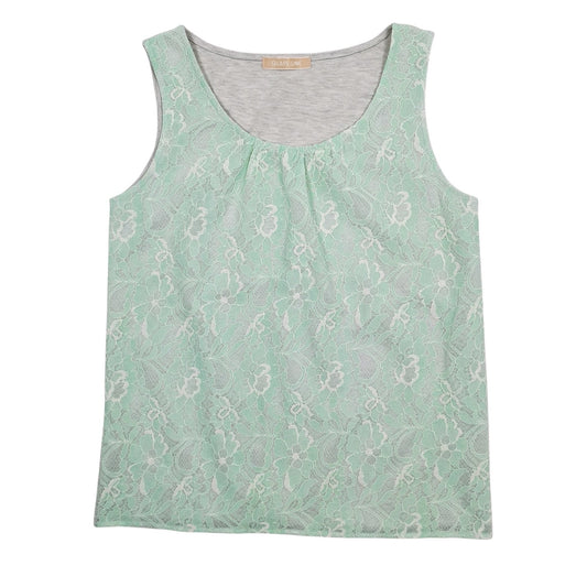 Womens Green Glass Line Blouse Sleeveless T Shirt