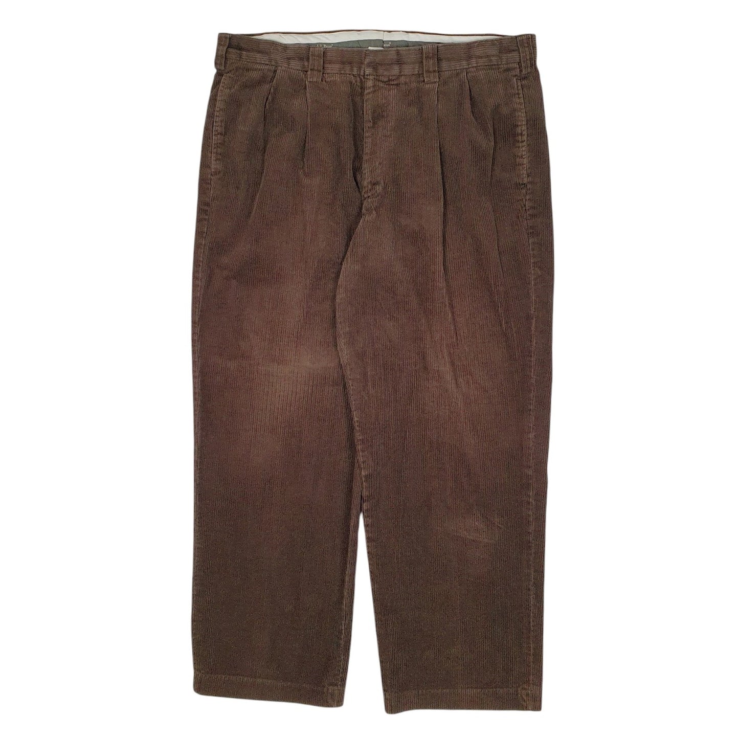 Mens Brown L.L.Bean Double Pleated Corduroy Trousers