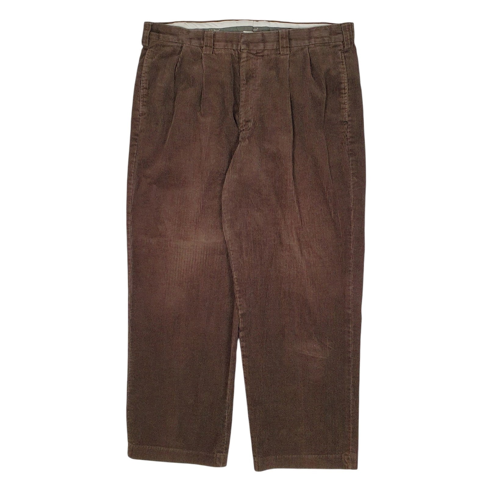 Mens Brown L.L.Bean Double Pleated Corduroy Trousers