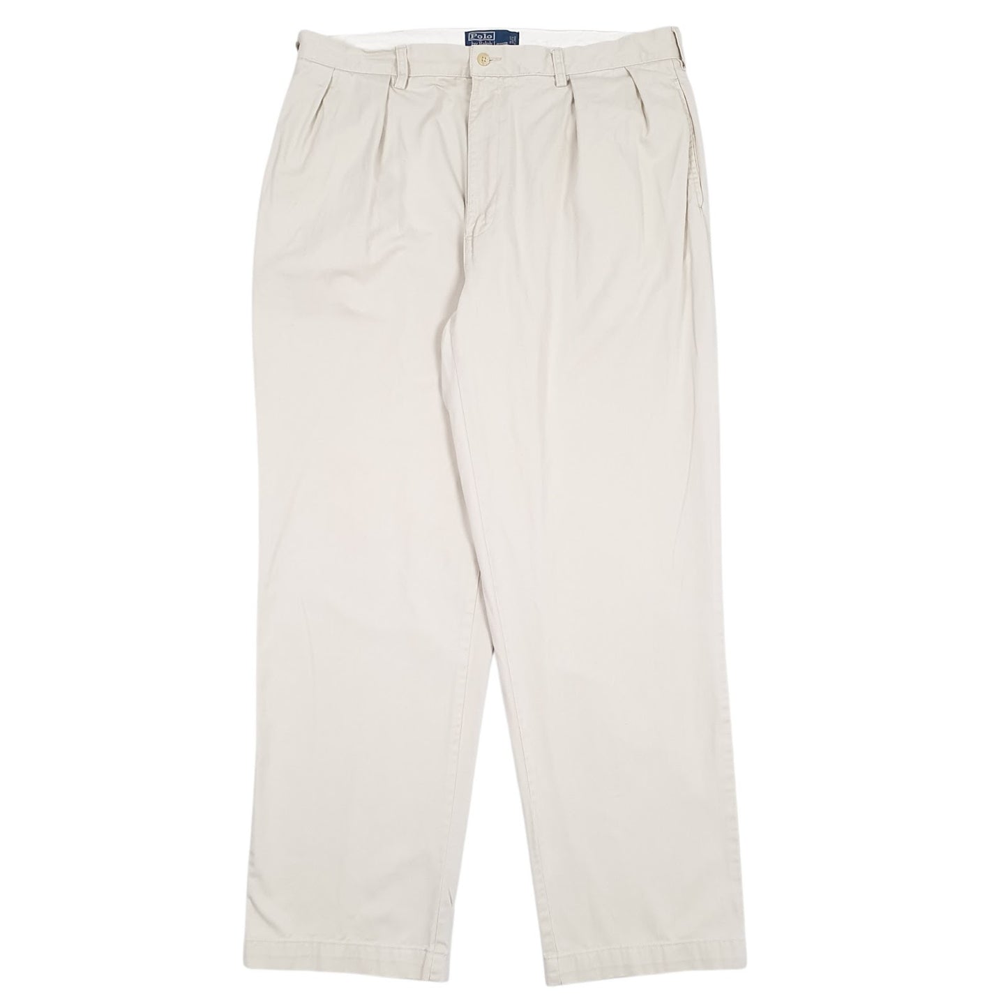 Mens Cream Polo Ralph Lauren Andrew Pant Pleated Chino Trousers