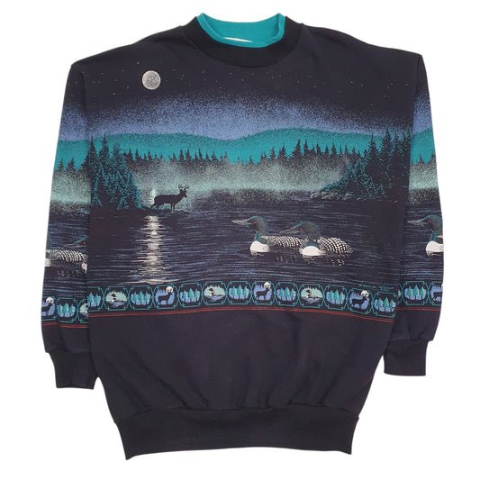 Mens Black Artisans Graphic Vintage 90s Made In USA Crewneck Jumper