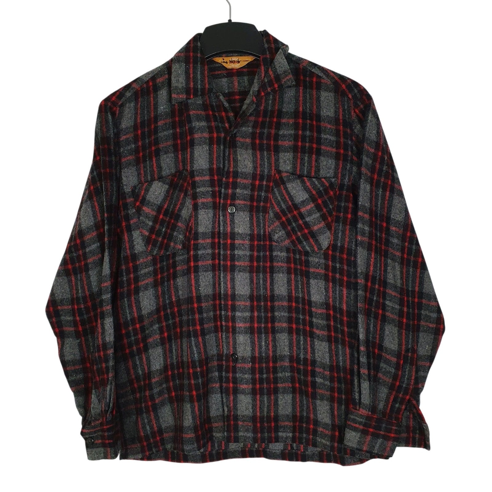 Mens Grey RDS Plaid Flannel Long Sleeve Shirt