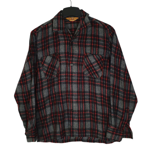 Mens Grey RDS Plaid Flannel Long Sleeve Shirt