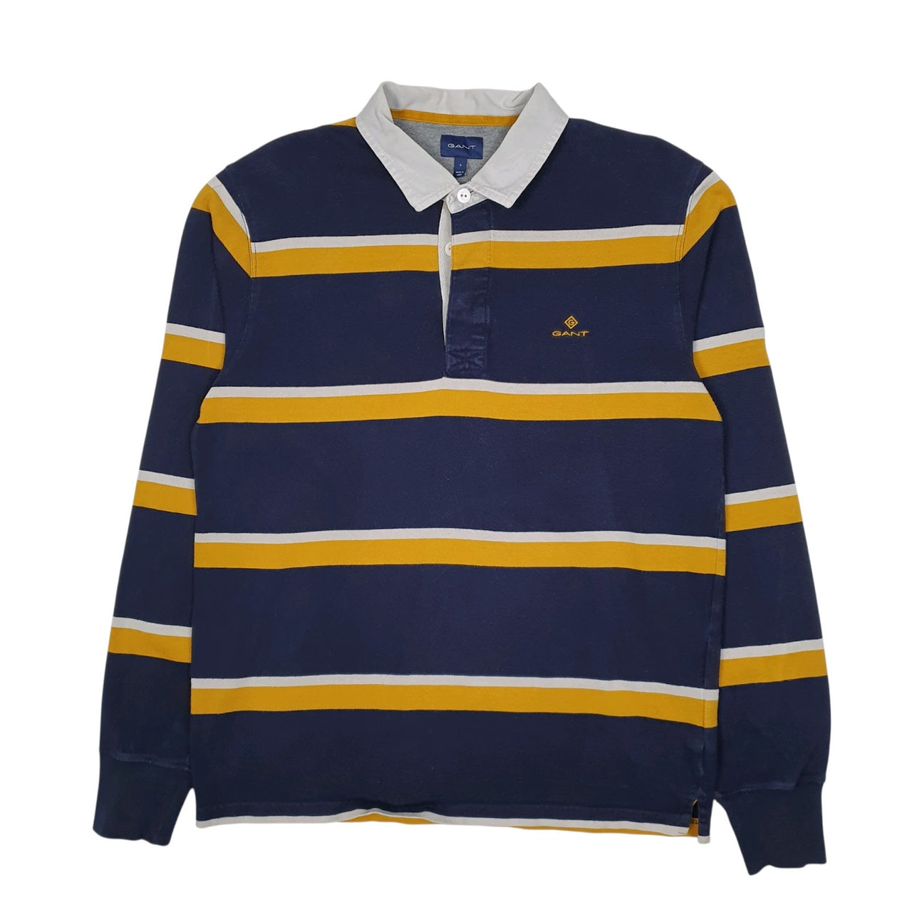 Mens Navy GANT Rugby Long Sleeve Polo Shirt