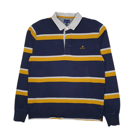 Mens Navy GANT Rugby Long Sleeve Polo Shirt