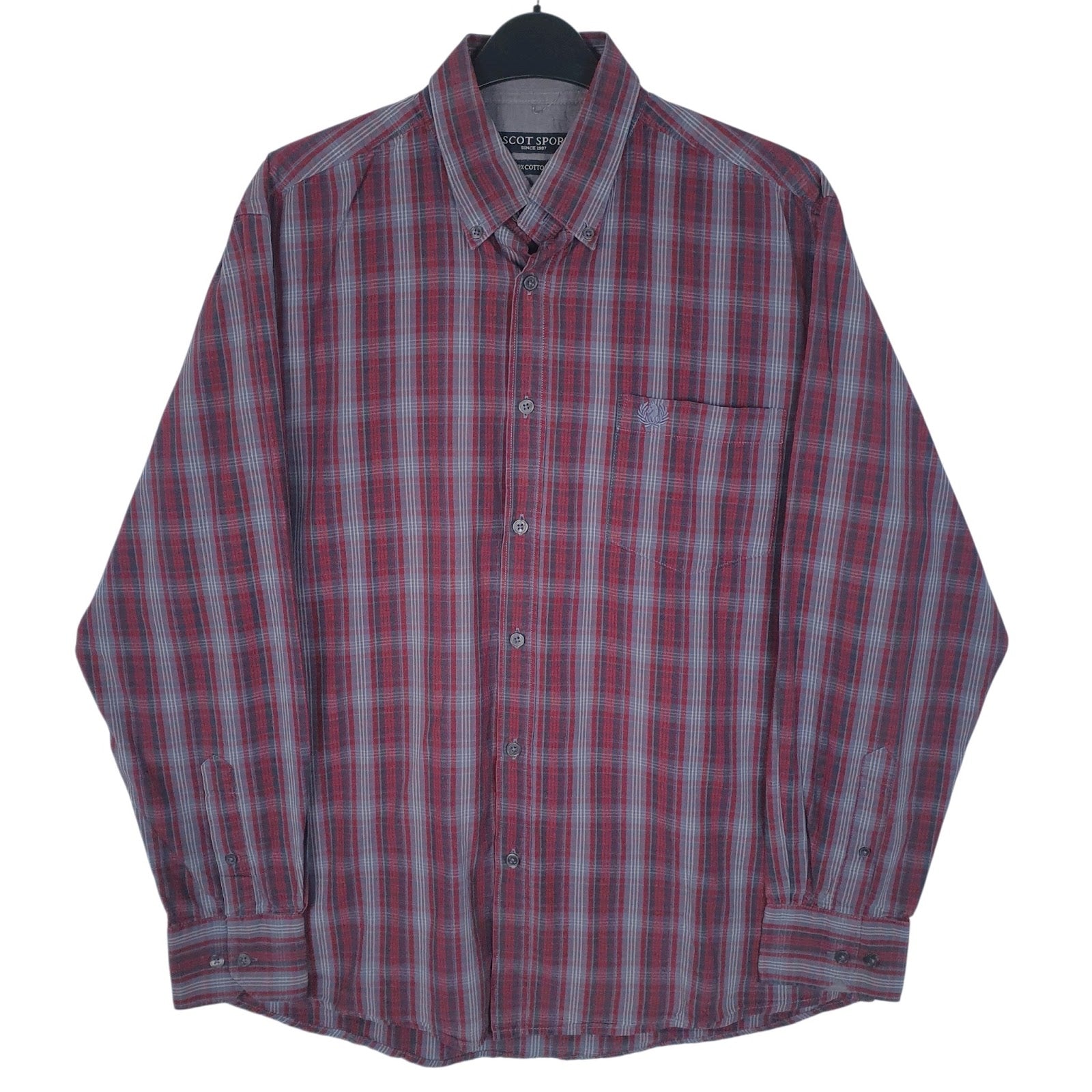 Mens Blue Ascot Sport  Long Sleeve Shirt