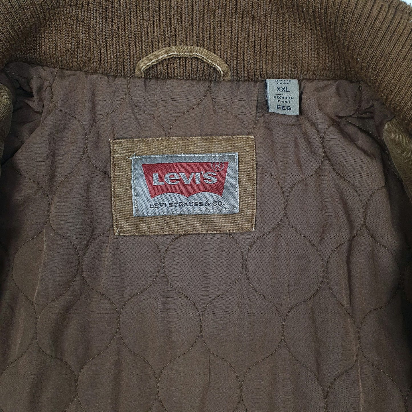 Mens Brown Levis Military Bomber  Coat