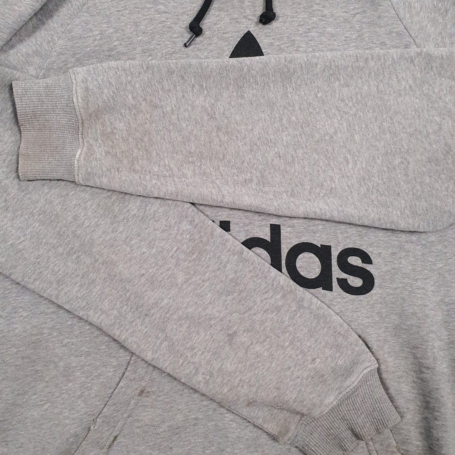 Mens Grey Adidas Spellout Hoodie Jumper