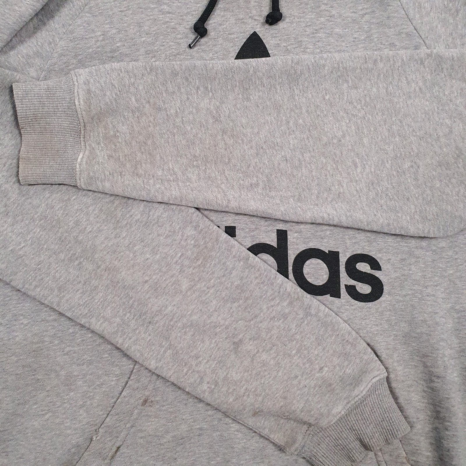 Mens Grey Adidas Spellout Hoodie Jumper