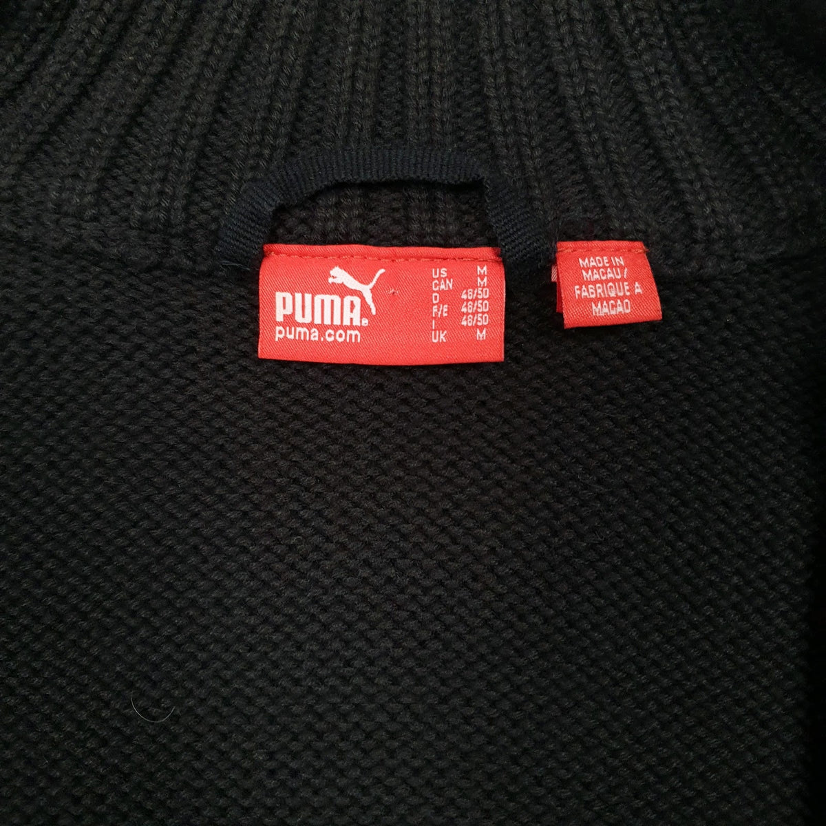 Mens Black Puma Knit Full Zip Jumper
