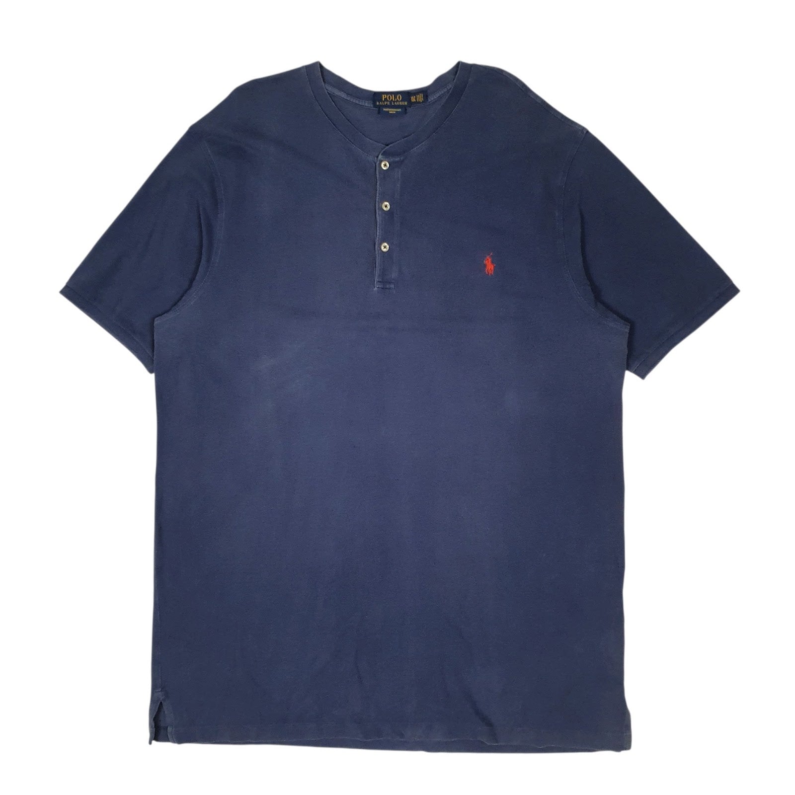 Mens Navy Polo Ralph Lauren Featherweight Mesh Henley Short Sleeve T Shirt