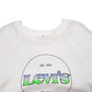 Womens White Levis Crop Top Spellout Crewneck Jumper