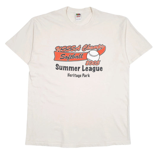 Mens Beige Fruit Of The Loom Vintage 00s USSSA Champs Softball Short Sleeve T Shirt