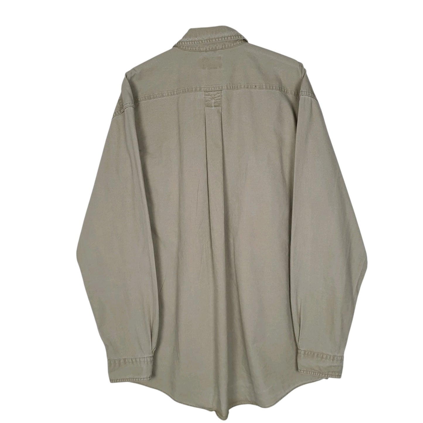 Mens Beige L.L.Bean Sunwashed Canvas Tall  Shirt