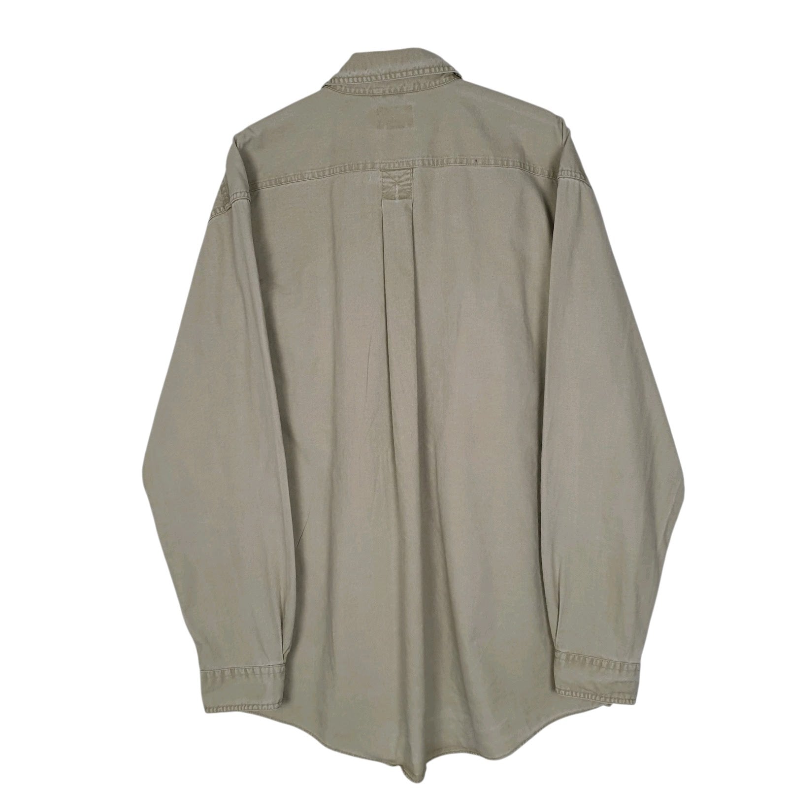 Mens Beige L.L.Bean Sunwashed Canvas Tall  Shirt