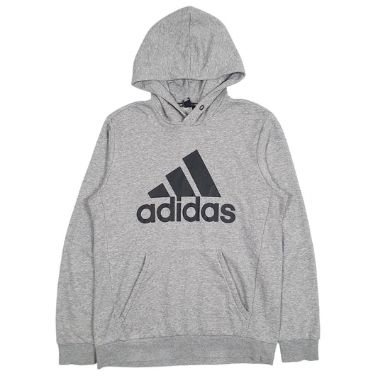 Mens Grey Adidas Spellout Hoodie Jumper
