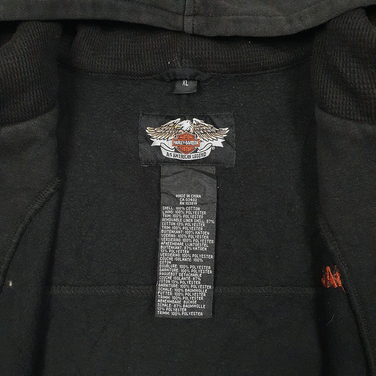 Mens Black Harley Davidson Hoodie Gilet Jumper