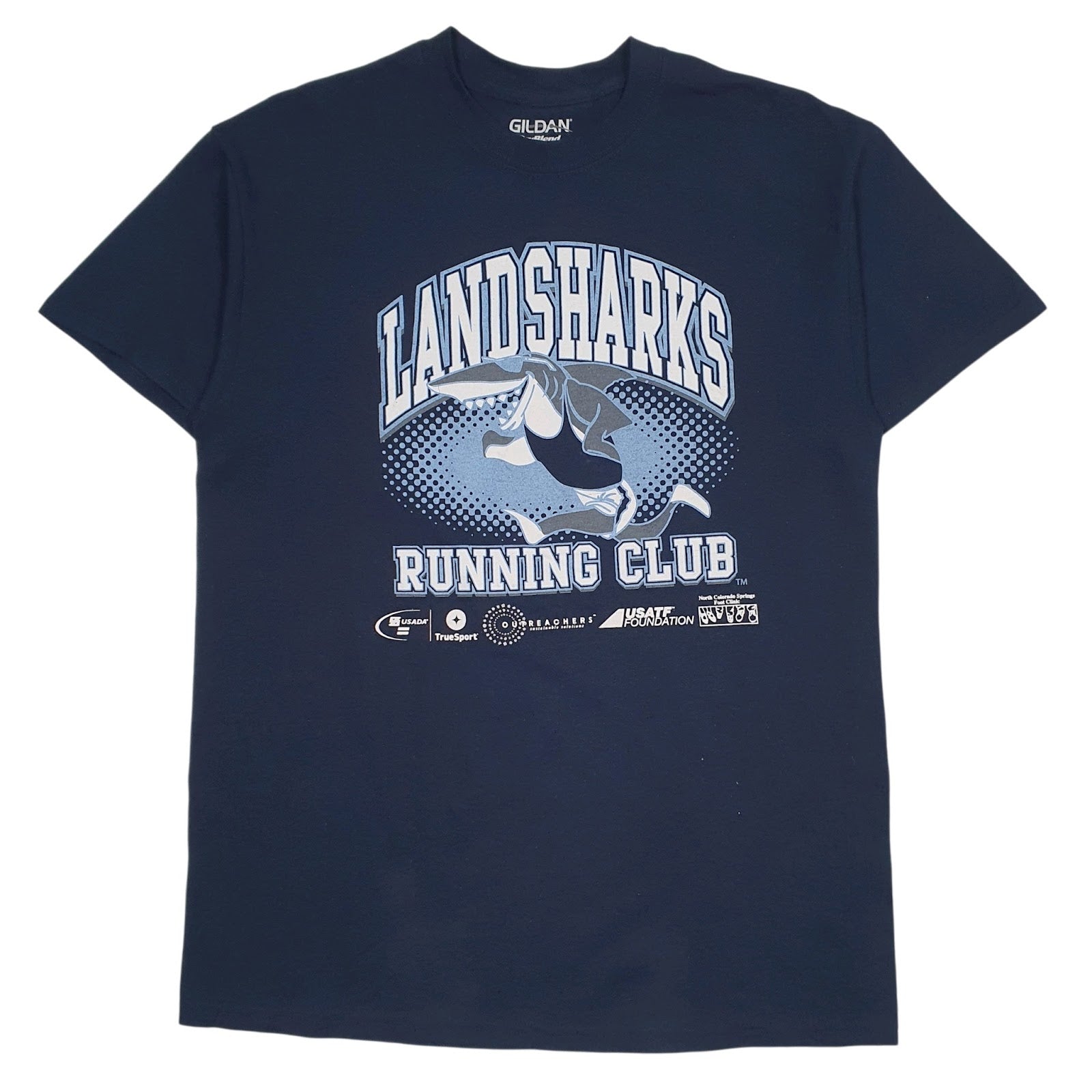 Mens Navy Gildan Landsharks Running Club Short Sleeve T Shirt
