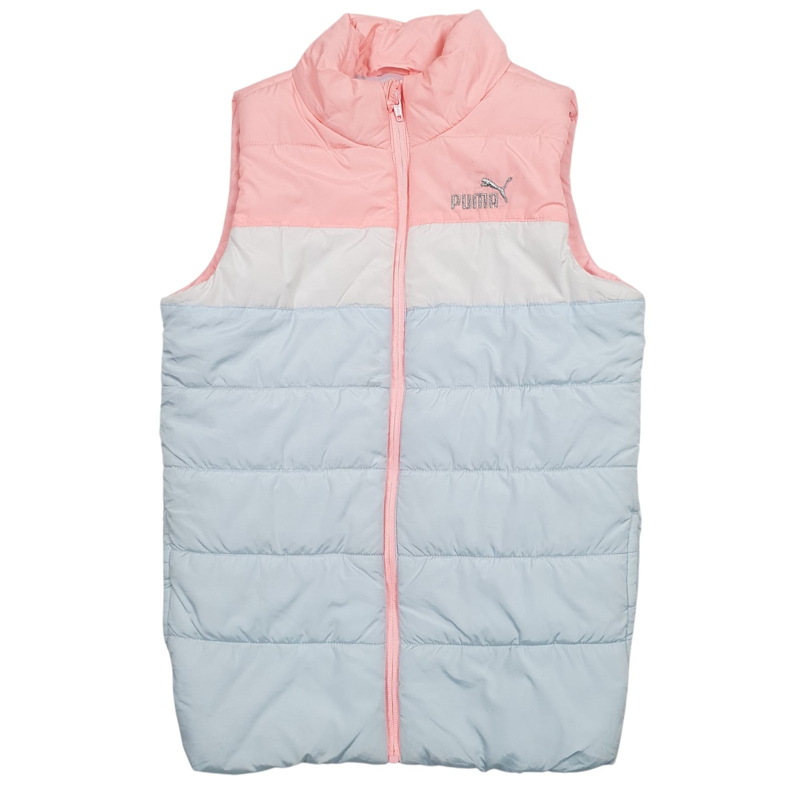 Womens Blue Puma Puffer Crewneck Coat