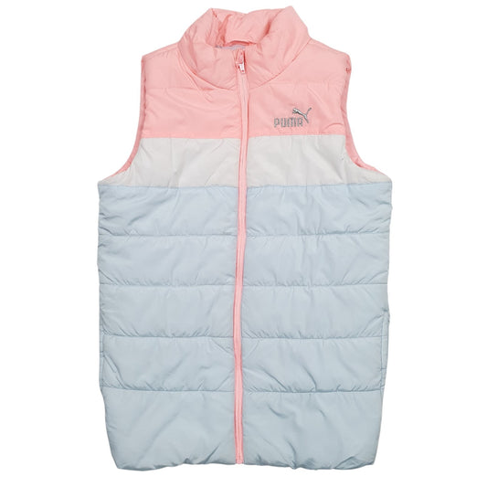 Womens Blue Puma Puffer Crewneck Coat