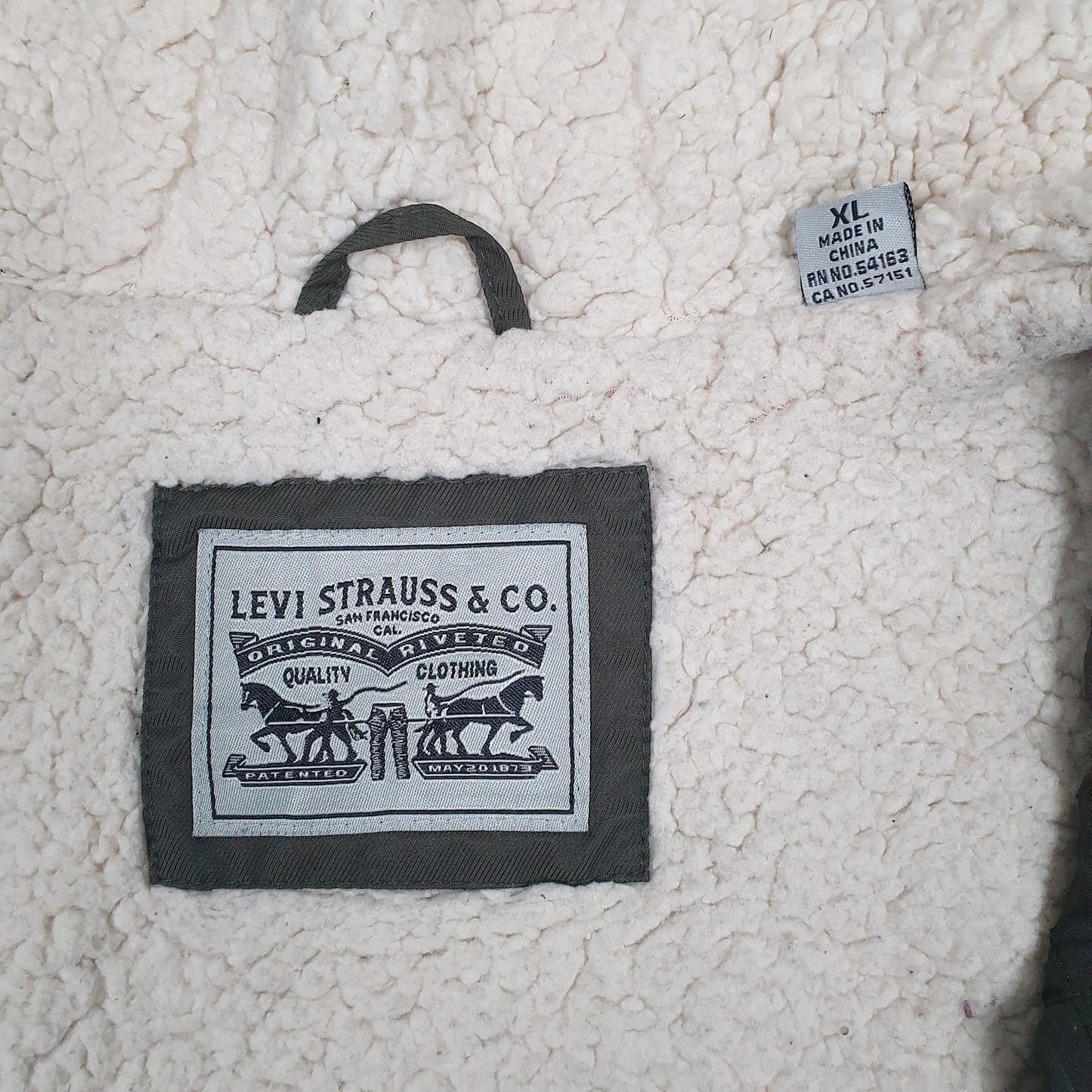 Womens Green Levis Sherpa Lined  Coat