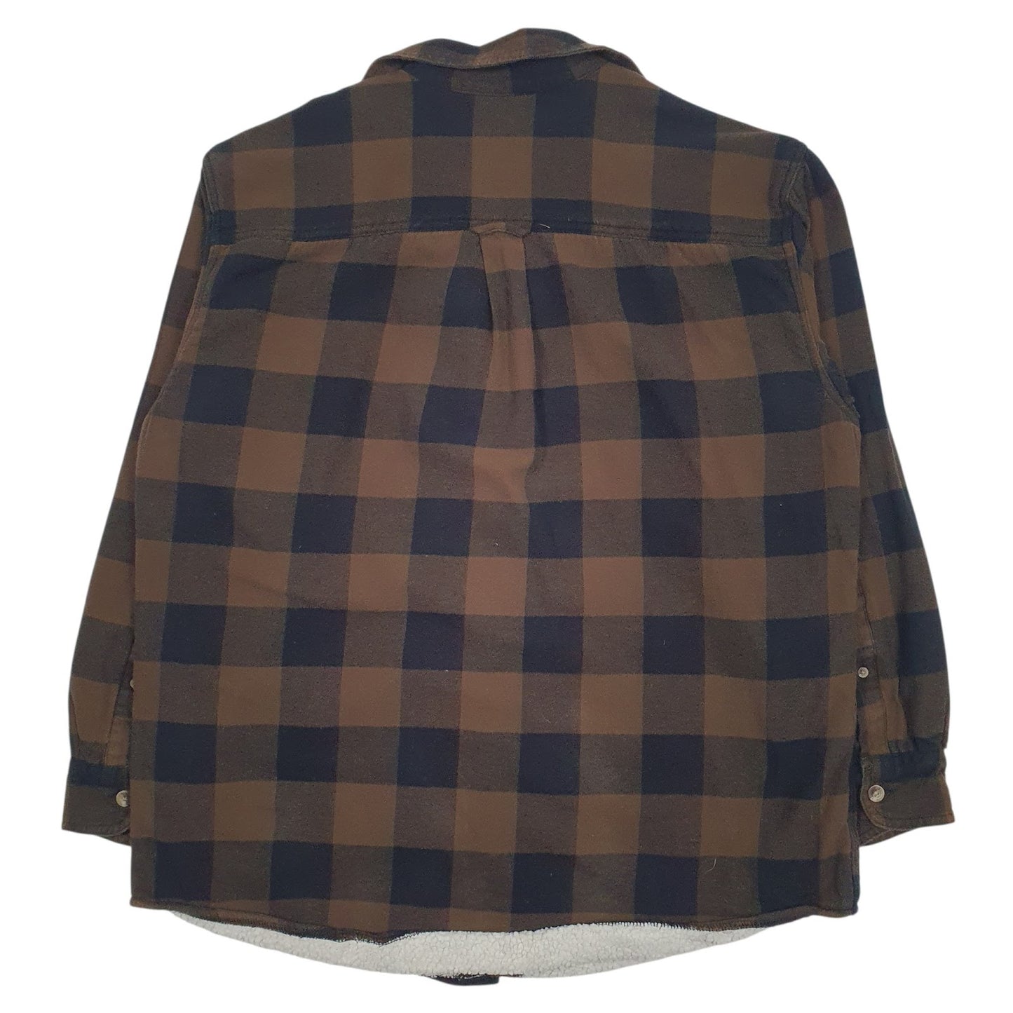 Mens Brown Red Head Sherpa Lined Flannel  Coat