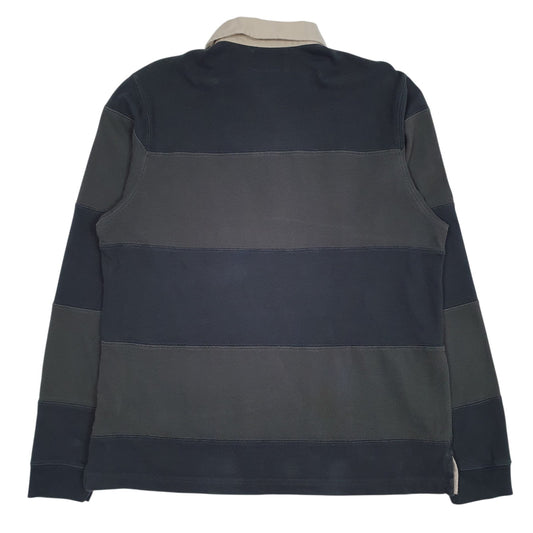 Mens Grey Banner Supply Rugby Crewneck Polo Shirt