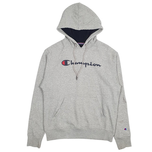 Mens Grey Champion Spellout Hoodie Jumper