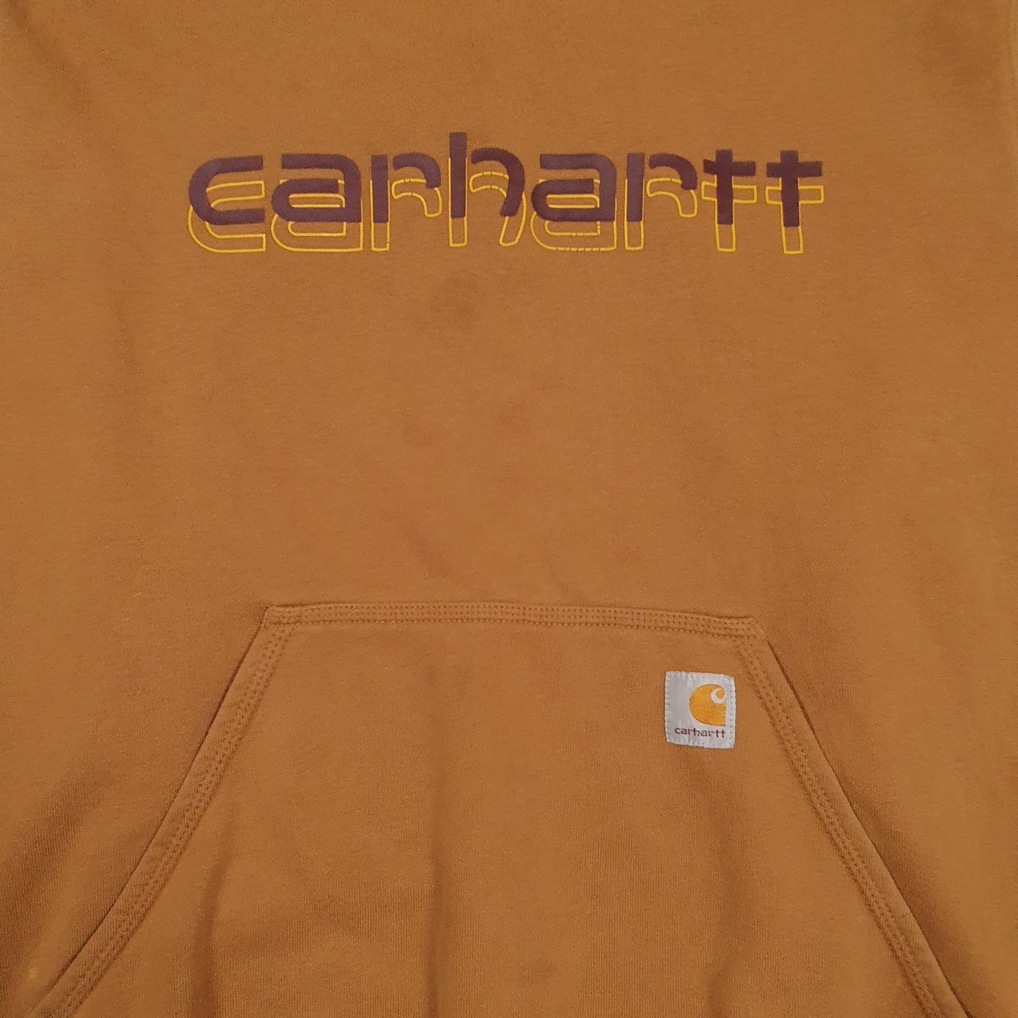 Mens Brown Carhartt Spellout Hoodie Jumper