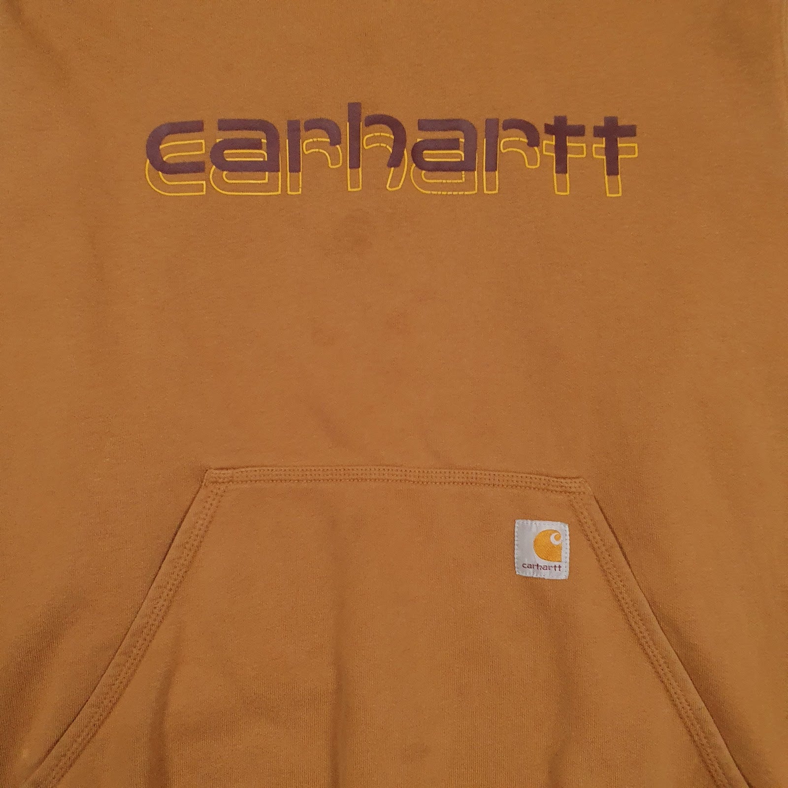 Mens Brown Carhartt Spellout Hoodie Jumper