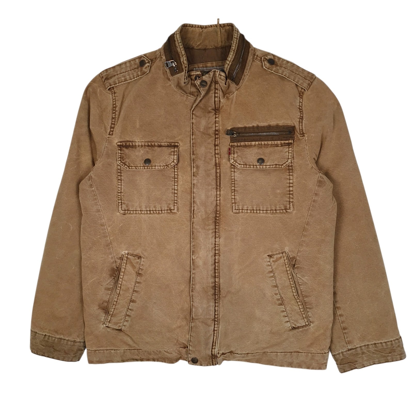 Mens Brown Levis Bomber Military Chore  Coat