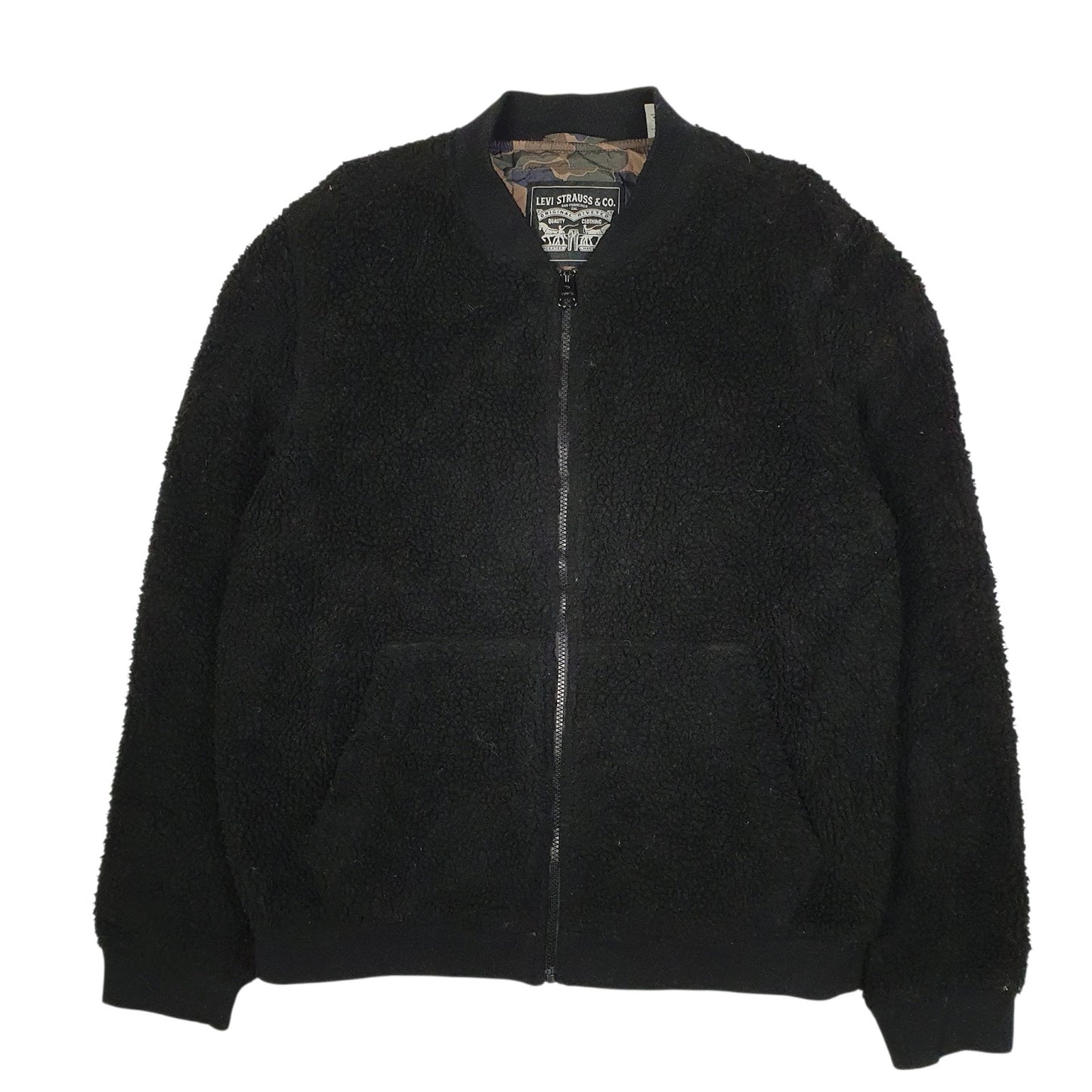 Mens Black Levis Fleece Sherpa  Coat