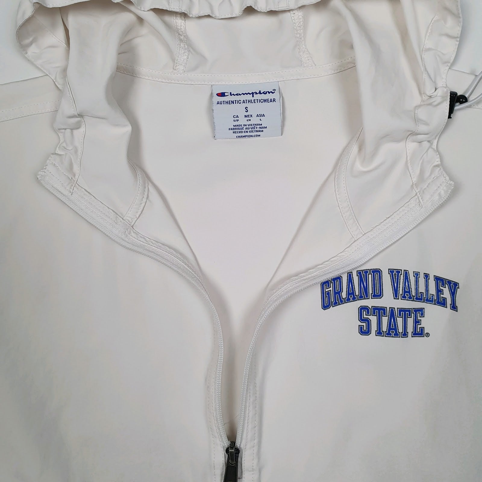 Mens White Champion Grand Valley State Hoodie Coat