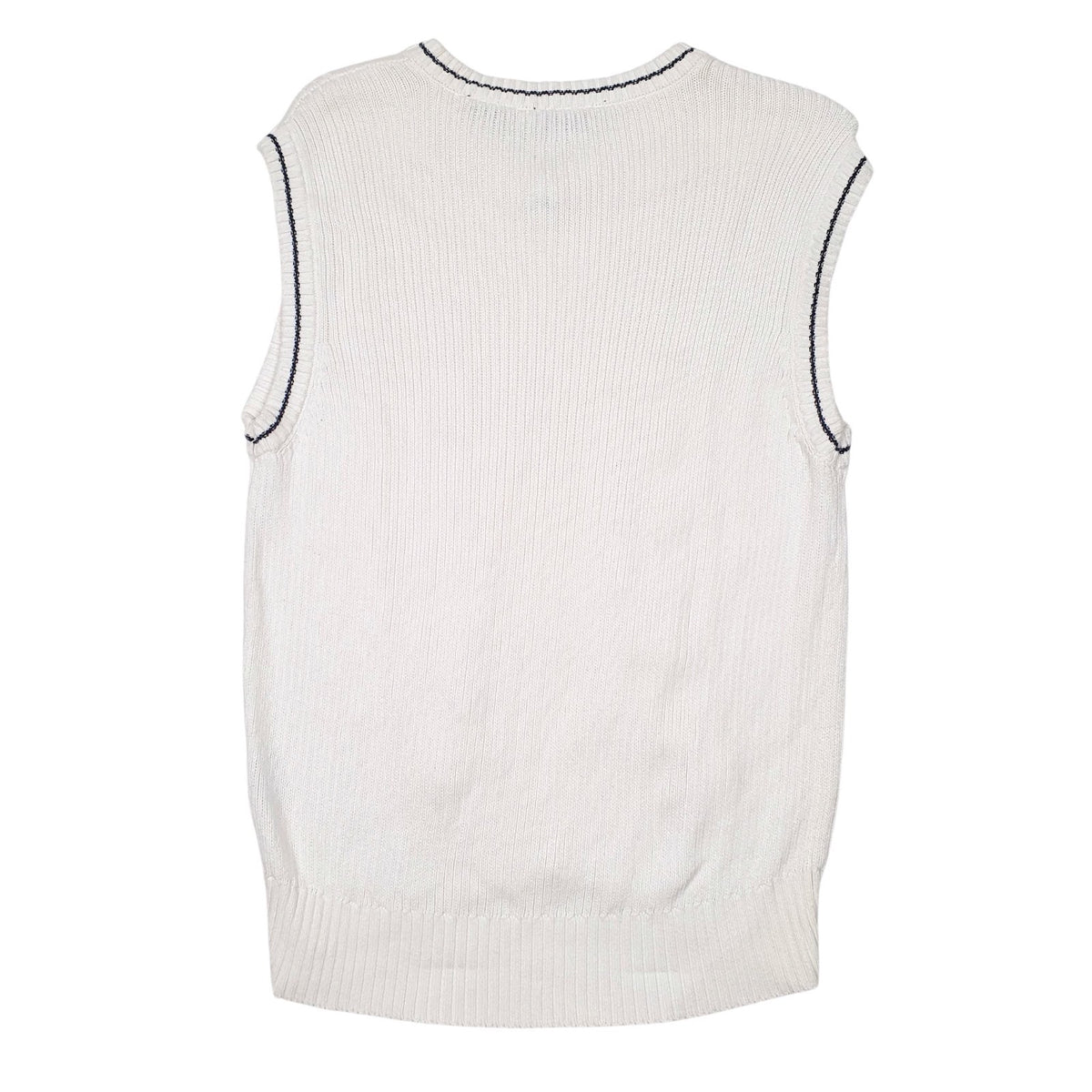Womens White Fila Knit Vest Jumper