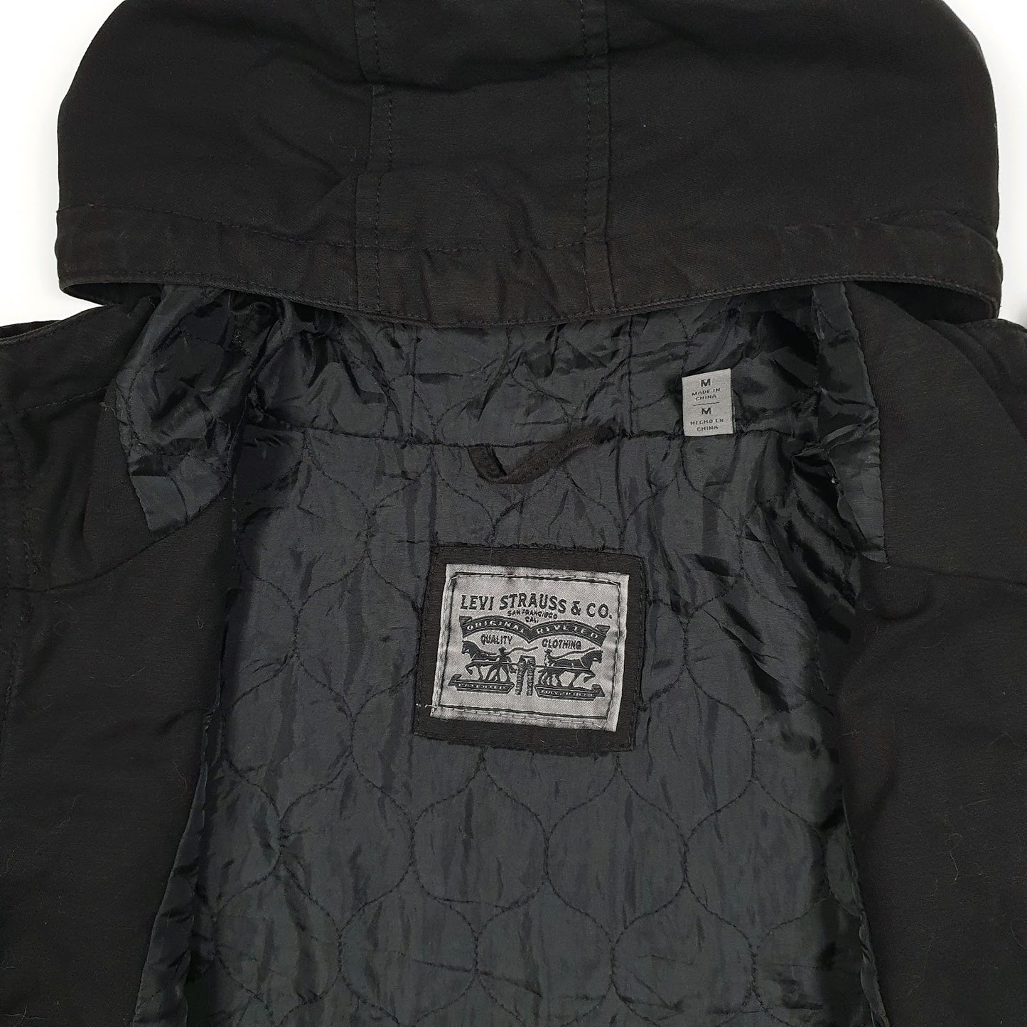 Mens Black Levis Windbreaker Hooded  Coat