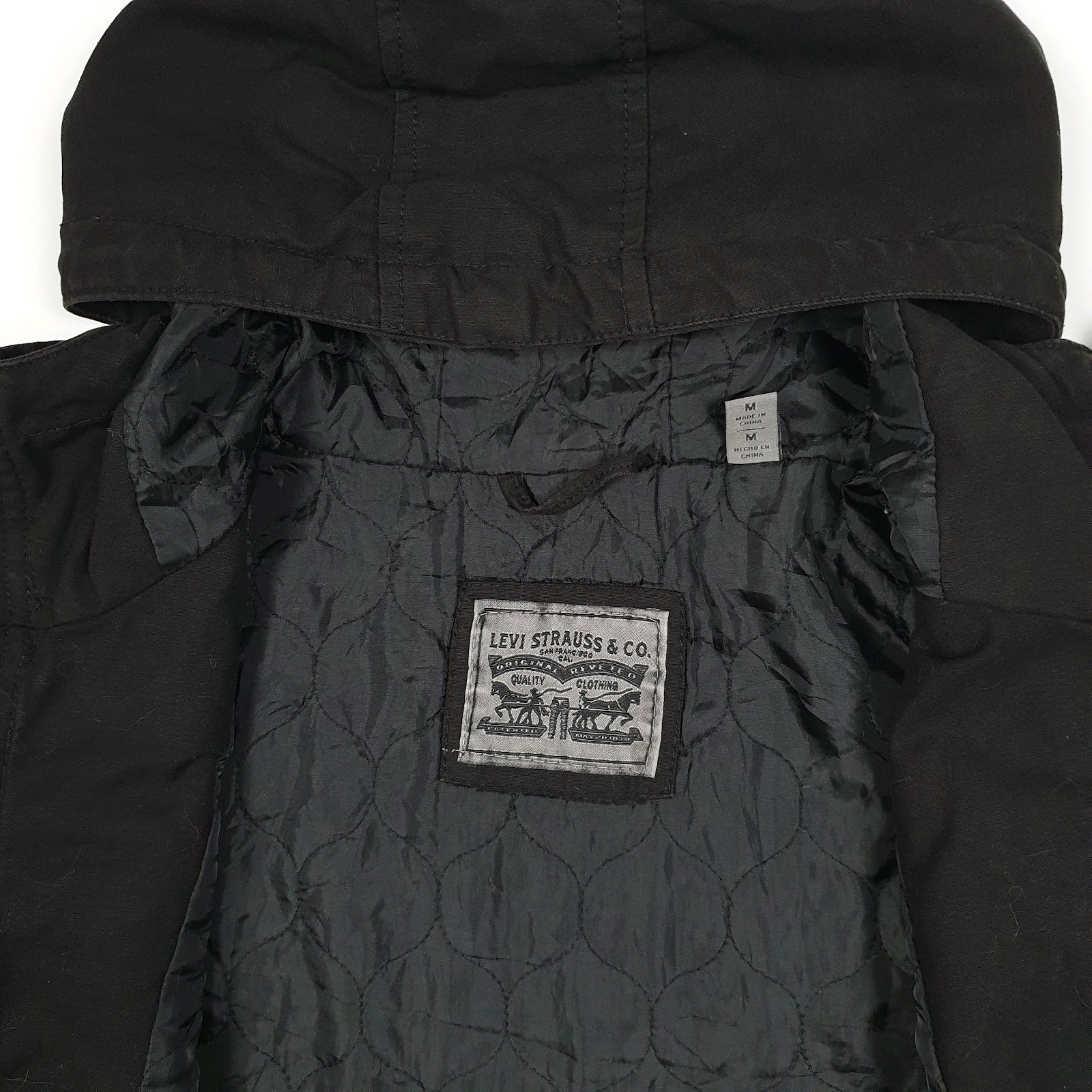 Mens Black Levis Windbreaker Hooded  Coat