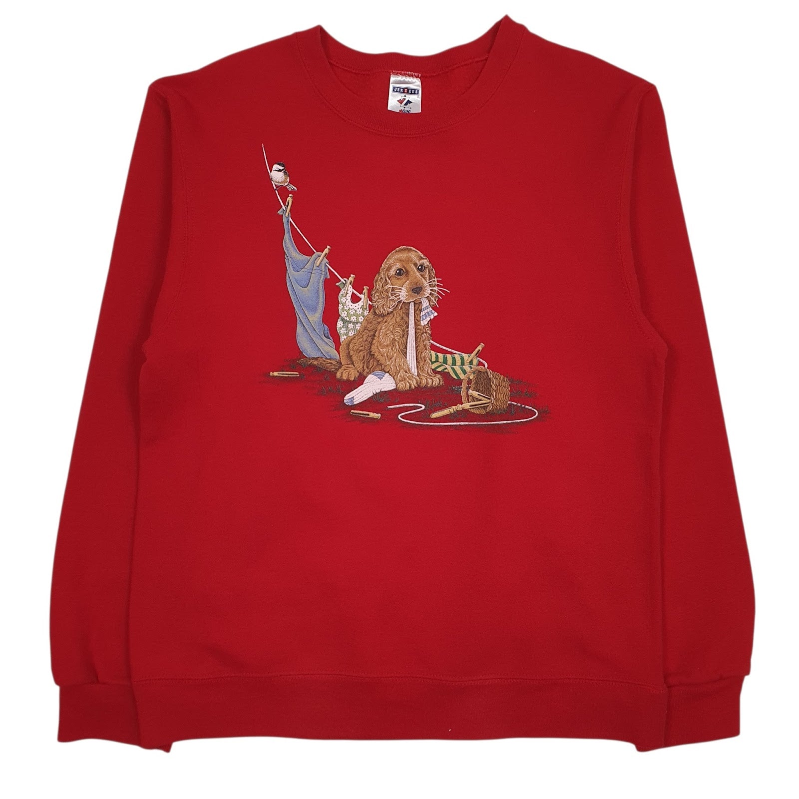 Mens Red Jerzees Graphic Crewneck Jumper