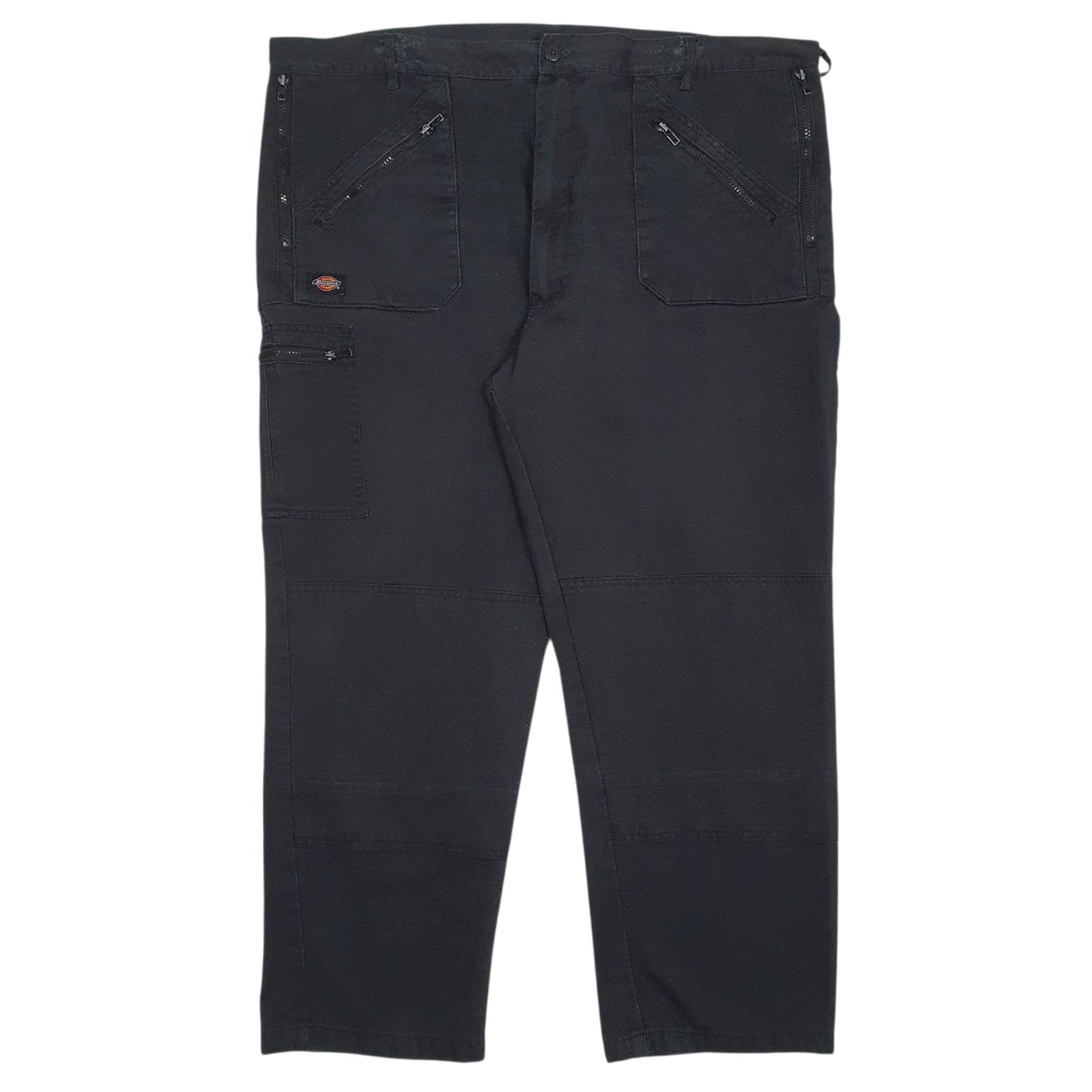 Mens Black Dickies Workwear Double Knees Cargo Trousers
