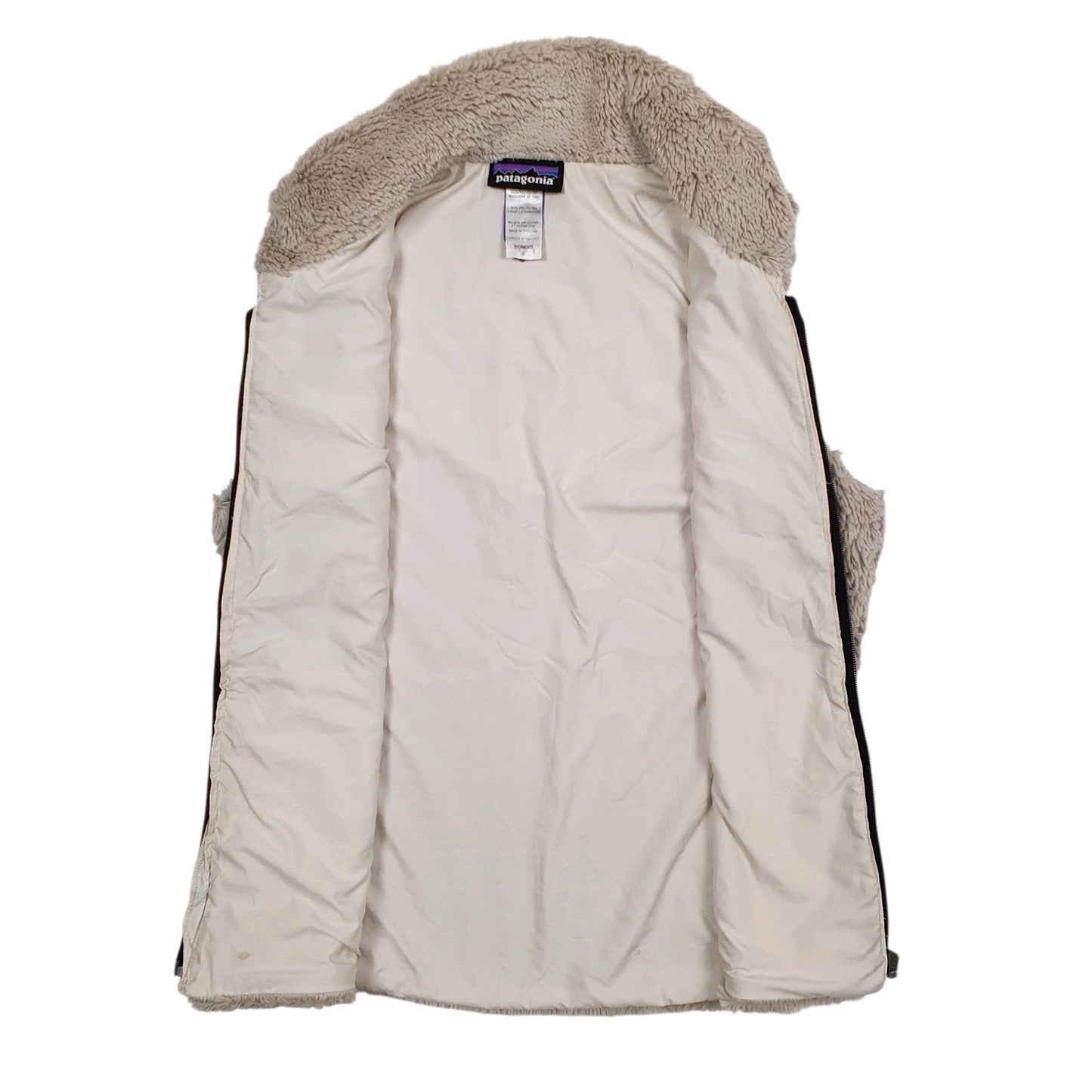 Womens Cream Patagonia Pelage Fluffy Bodywarmer Vest Gilet Jumper